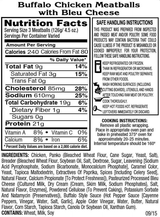 Buffalo Chicken Meatballs DiLuigi Foods
