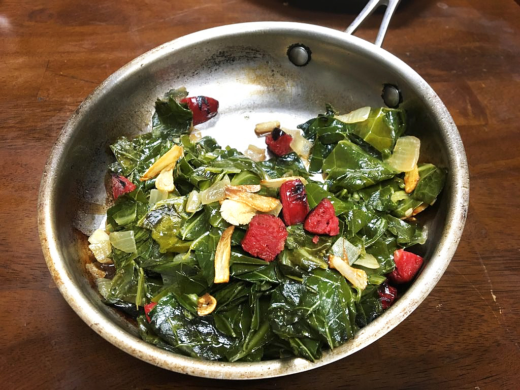 Skillet Chinese Sausage & Collards DiLuigi Foods